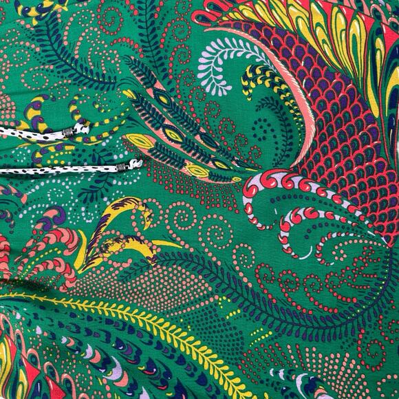 Maeve By Anthropologie Womens Janis Paisley Long Sleeve Dress size 0 Green Boho - Picture 3 of 9